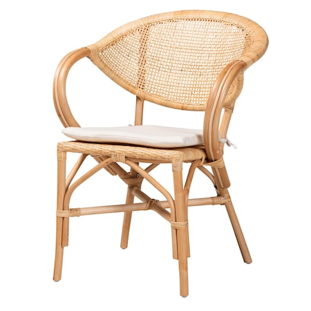 Varick Modern Bohemian Natural Brown Finished Rattan Dining Chair